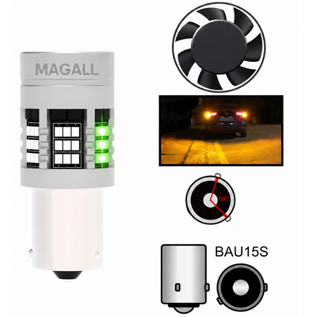 py21w led bau15s magall fan can zielona do czerwonego klosza